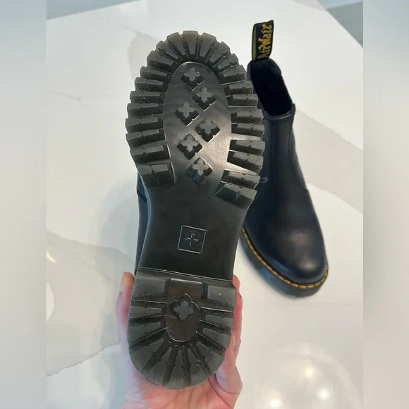 New $198 Dr. Martens Rometty leather black ankle Chelsea platform boots 36 5 - Picture 3 of 10